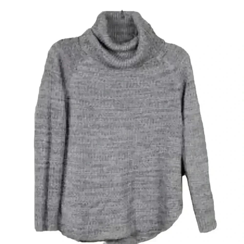 It's Our Time Women's Heather Gray Acrylic/Poly Knit Cowl Neck Sweater